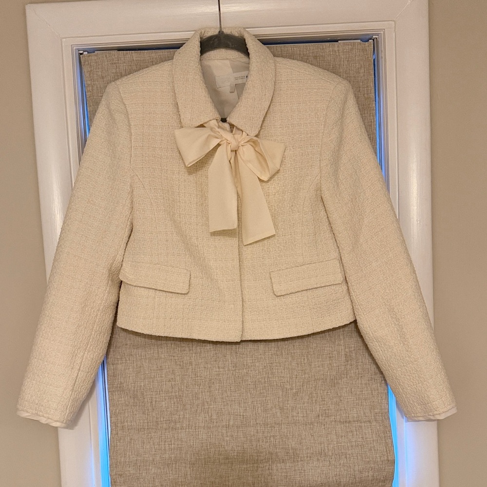 Zara Cream Women's Jacket with Bow Detail